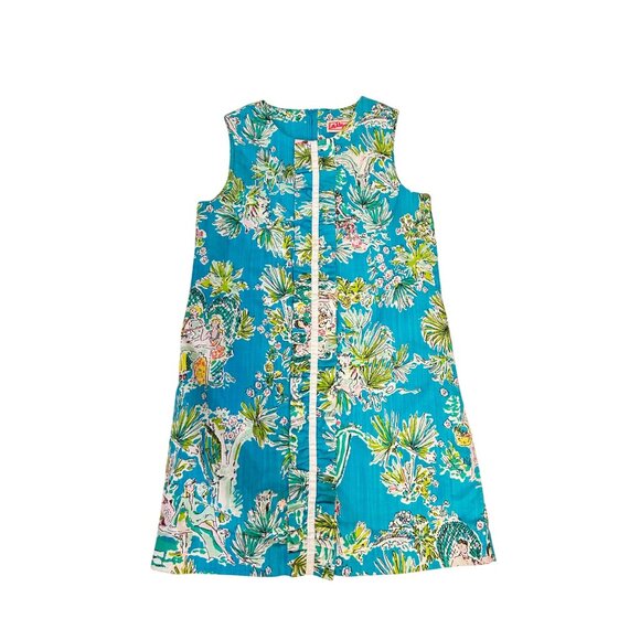 Lilly Pulitzer Originals Jungle Glam Shift Dress Blue Toile Girls 10